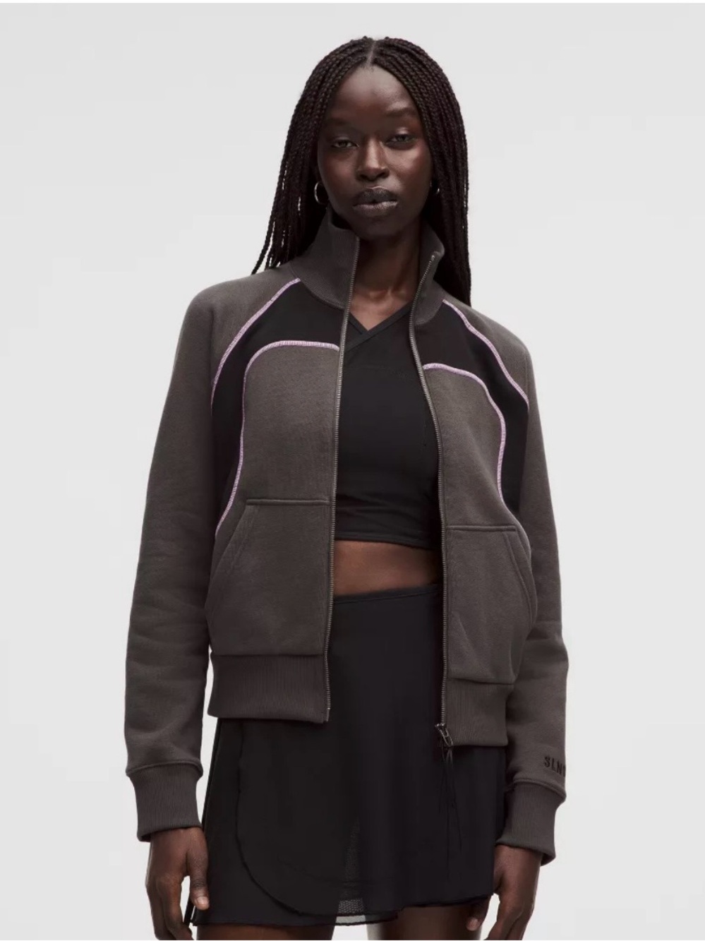 lululemon Black Hoodie with Light Purple Stitching